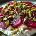 Feta battue, betteraves, pistaches