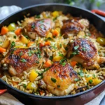 Riz au four poulet légumes